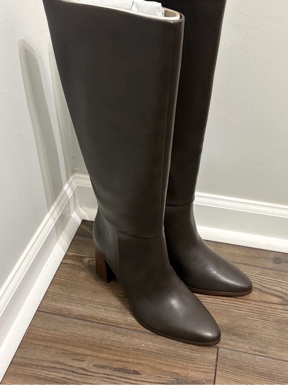 Calvin Klein Women's Over-the-Knee Leather Boots in Dark Brown